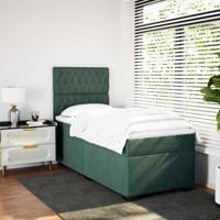 Boxspring met matras fluweel donkergroen 90x190 cm - thumbnail