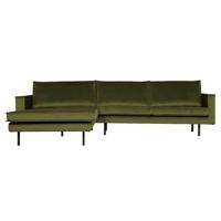 BePureHome Loungebank 'Rodeo' Links, Velvet, kleur Olive - thumbnail