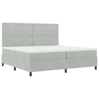 Boxspring bed met matras Lichtgrijs 200 x 200 cm Fluweel