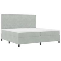 Boxspring bed met matras Lichtgrijs 200 x 200 cm Fluweel - thumbnail
