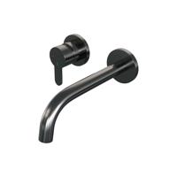 Brauer Gunmetal Edition Inbouw Wastafelmengkraan met Gebogen Uitloop en Rozetten Model D2 Gunmetal Geborsteld PVD - thumbnail