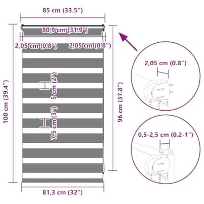 VidaXL Zebra rolgordijn 85x100 cm stofbreedte 80,9 cm marmerbeige