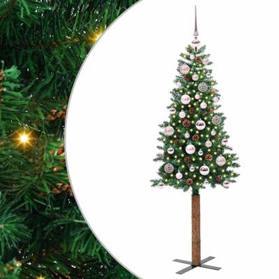 VidaXL Slanke kerstboom groen 150 cm pvc en massief dennenhout