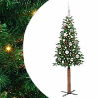 VidaXL Slanke kerstboom groen 150 cm pvc en massief dennenhout - thumbnail