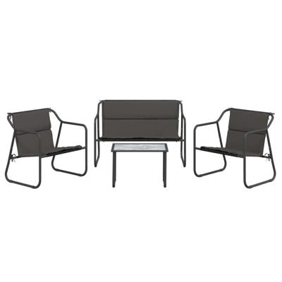 4-delige Loungeset met kussens staal antracietkleurig