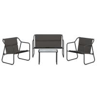 4-delige Loungeset met kussens staal antracietkleurig - thumbnail