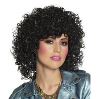Pruik krul club zwart - thumbnail