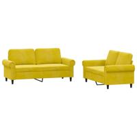 2-delige Loungeset met kussens fluweel geel - thumbnail