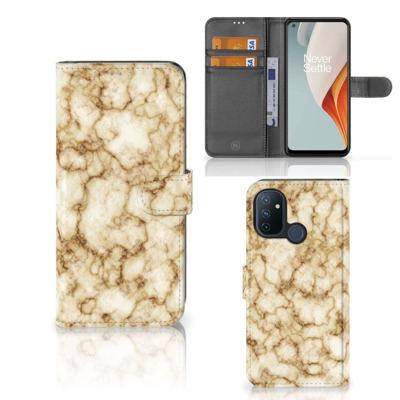 OnePlus Nord N100 | Bookcase | Marmer Goud OnePlus Nord N100 | Bookcase | Marmer Goud