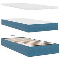 Ottoman bed met matras en LED's 90x200cm fluweel donkerblauw - thumbnail