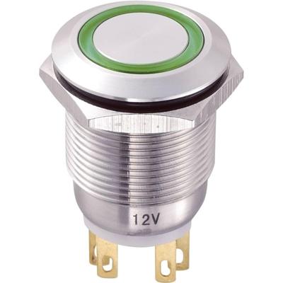 TRU COMPONENTS TC-8904664 Vandalismebestendige druktoets 250 V/AC 5 A 1x uit/(aan) Moment Groen IP65 1 stuk(s)