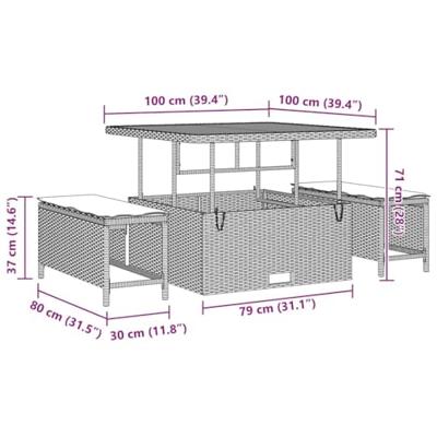 13-delige tuinsofa set met kussens in beige poly rattan en acacia