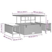 13-delige tuinsofa set met kussens in beige poly rattan en acacia - thumbnail