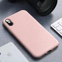 Sterren-serie schokbestendige stro materiaal + TPU beschermhoes voor iPhone XS/X (roze) - thumbnail