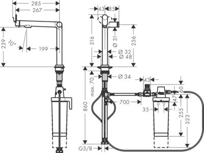 Hansgrohe Aqittura M91 Filter systeem 240, 1jet, starter set, rvs look Hansgrohe Aqittura M91 Filter systeem 240, 1jet, starter set, rvs look