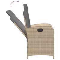 Tuinstoelen 2 st verstelbaar kussens poly rattan gemengd beige - thumbnail