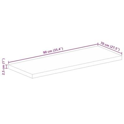 Tafelblad rechthoekig 90x70x2,5 cm massief mangohout