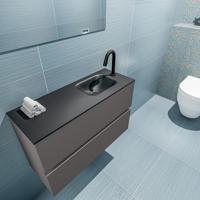 MONDIAZ ADA 80cm toiletmeubel dark grey. LEX wastafel urban rechts 1 kraangat - thumbnail