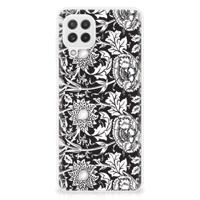 Samsung Galaxy A22 4G | M22 | TPU Case | Black Flowers - thumbnail