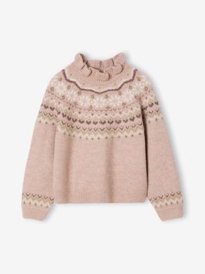 Jacquard trui met glinsterende details voor meisjes roze (poederkleur)