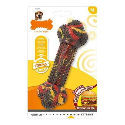 Kauwspeelgoed voor honden Nylabone Strong Chew Bacon Kaas Hamburgers Rubber Maat M