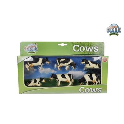 Kids Globe Koeien 1:32 Zwart/Wit 6 Stuks