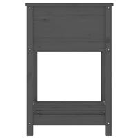 Plantenbak met schap 54x54x81 cm massief grenenhout grijs - thumbnail
