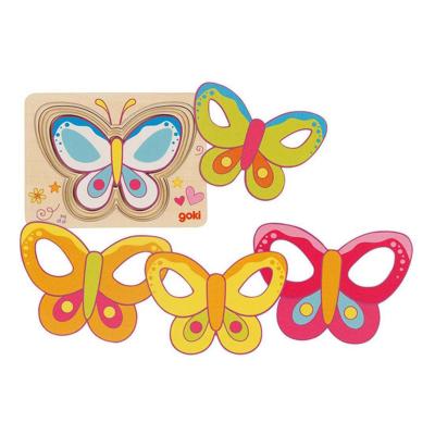 Goki houten lagenpuzzel vlinder, 5st.