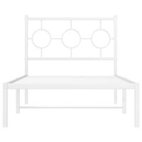 Bedframe met hoofdbord metaal wit 90x200 cm - thumbnail