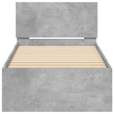 Bedframe met hoofdbord en LED-verlichting betongrijs 90x200 cm