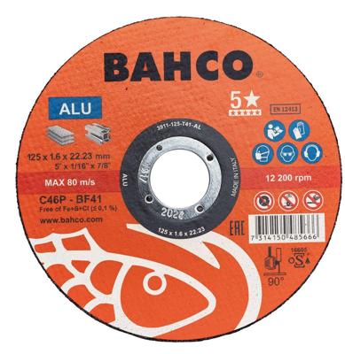 Bahco Slijpschijf | voor afbramen | voor aluminium | 125 x 1.6 x 22.23 mm - 3911-125-T41-AL Bahco Slijpschijf | voor afbramen | voor aluminium | 125 x 1.6 x 22.23 mm - 3911-125-T41-AL