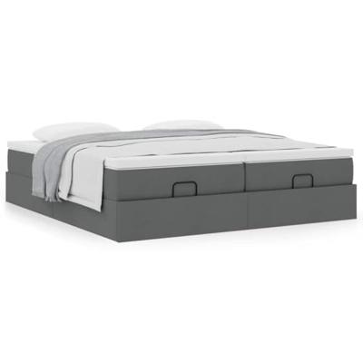 Ottoman bed met matrassen 200x200cm stof donkergrijs