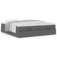 Ottoman bed met matrassen 200x200cm stof donkergrijs - thumbnail