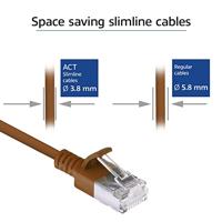 ACT Bruine 0,5 meter LSZH U/FTP CAT6A datacenter slimline patchkabel snagless met RJ45 connectoren - thumbnail