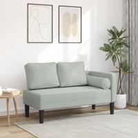 Chaise longue met kussens fluweel lichtgrijs - thumbnail
