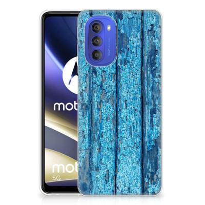 Motorola Moto G51 5G | Bumper Hoesje | Wood Blue Motorola Moto G51 5G | Bumper Hoesje | Wood Blue