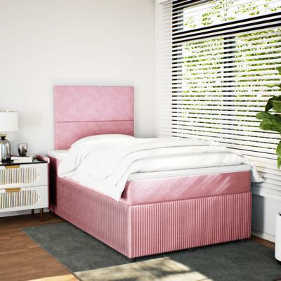 Boxspring met matras fluweel roze 120x190 cm
