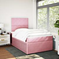 Boxspring met matras fluweel roze 120x190 cm - thumbnail