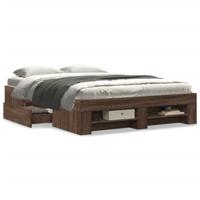 Bedframe zonder matras bewerkt hout bruin eikenkleur 140x190 cm - thumbnail