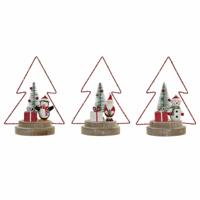 Kerstversiering DKD Home Decor Boomstructuur Metaal Hout (17 x 11 x 21 cm) (3 pcs) - thumbnail