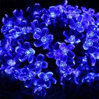 Perzik bloesem vorm 50 LEDs buiten tuin waterdicht kerst Lente Festival decoratie zonne-lamp tekenreeks (blauw) - thumbnail