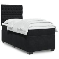 Boxspring met matras fluweel zwart 90x200 cm - thumbnail