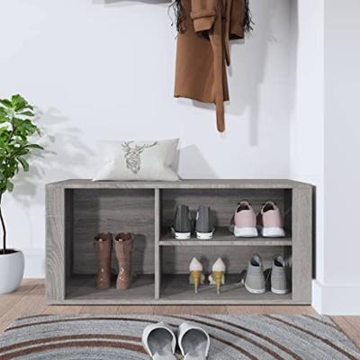 VidaXL Schoenenkast 100x35x45 cm bewerkt hout grijs sonoma VidaXL Schoenenkast 100x35x45 cm bewerkt hout grijs sonoma