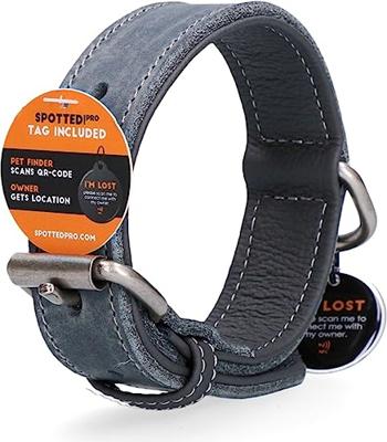 Spotted! Pro Leren Halsband Grijs 2,5 x 50 cm