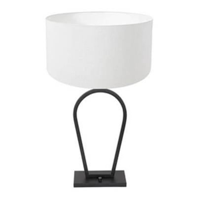 Steinhauer Zwarte schemerlampStang met witte linnen kap - 3507ZW