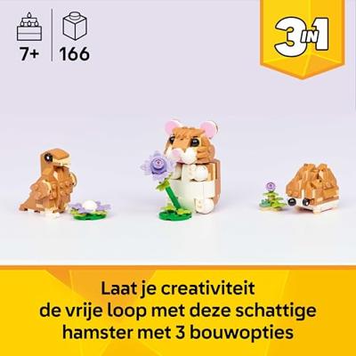 LEGO creator 3-in-1 - schattige hamster met bloem constructiespeelgoed (31376)