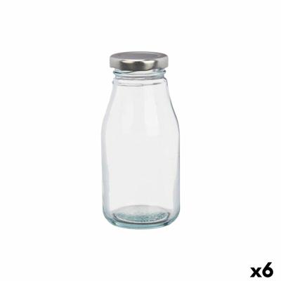 Glazen fles Vivalto Transparant Zilverkleurig PVC Metaal Glas 250 ml (6 Stuks)