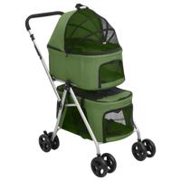 VidaXL Hondenwagen 2-laags inklapbaar 83x48x97 cm oxford stof groen - thumbnail