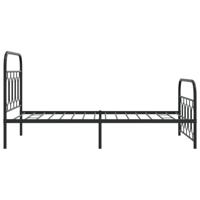 Bedframe met hoofd- en voeteneinde metaal zwart 107x203 cm - thumbnail