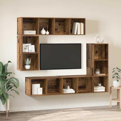 Tv-meubelset 4 pcs Oud hout 37 x 37 x 142.5 cm Bewerkt hout